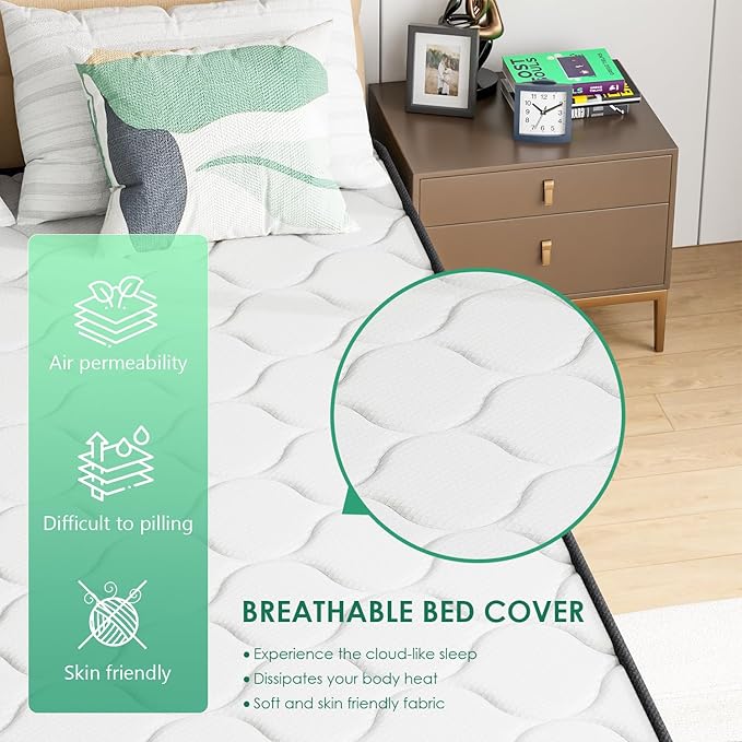 PayLessHere | 6 Inch Full Mattress | Medium Firm Hybrid Mattress | White | with High-Density Foam and Breathable Cover | Pocket Spring Design, Pressure Relief | Bed in a Box, CertiPUR-US Certified