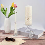 Unity Candle Holder - Glass Candle Holders for Pillar Candles Taper Candles, Glass Candlestick Holders Set of 3, Decorative Clear Glass Candlestick Holder for Wedding Table Dinning Church Centerpiece