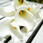 FiveSeasonStuff Real Touch Calla Lily Artificial Flowers, Wedding Bridal Floral Arrangements (25'' 6 Long Stems, Spring White)