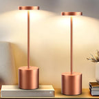 Cordless Table Lamp – 2 Pack Rechargeable Table Lamps, 5000mAh Battery Operated Lamp with 3-Color Dimmable Light, Outdoor Table Lamp for Bedroom, Restaurant, Patio, Home Décor (Rose Gold)
