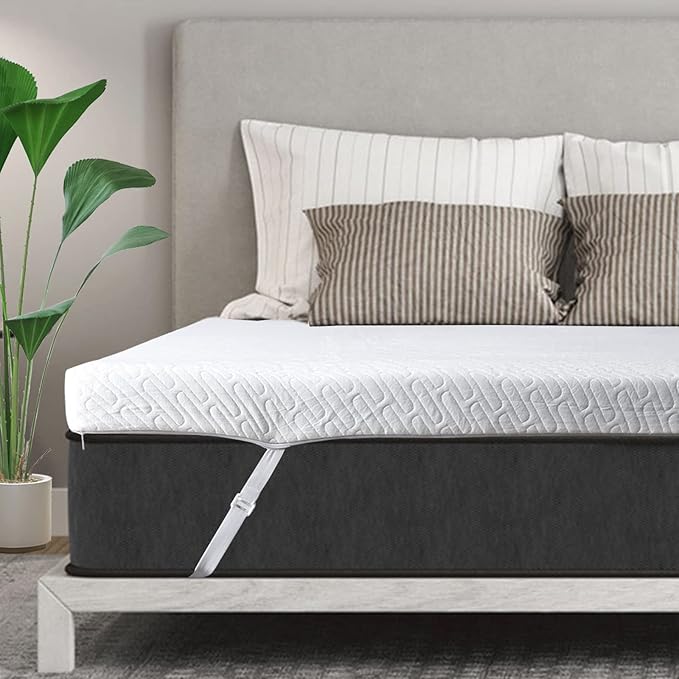 VALUXE 4 Inch Gel Memory Foam Mattress Topper Twin Size High Density Cooling Pad Pressure Relief Bed Topper (with Removable & Washable Bamboo Cover)