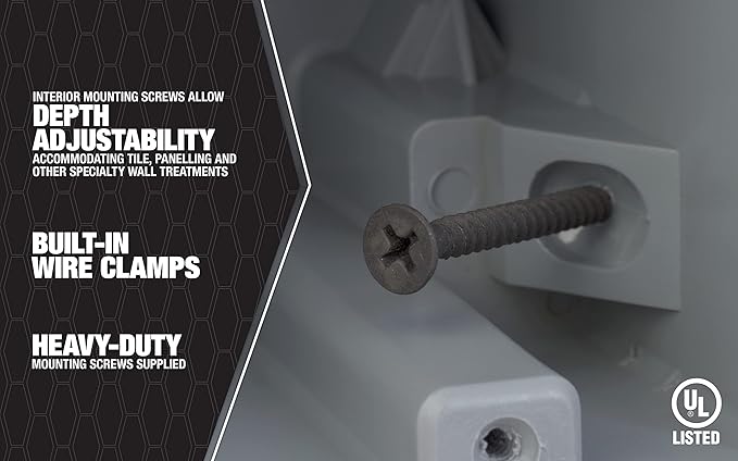 Southwire Device Box, 1 Gang, 22.5/Cu | Depth Adjustable | Heavy Duty 42lb | Gray | Pack of 2