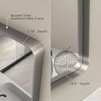 48x36 Silver Bathroom Mirror, Brushed Silver Framed Bathroom Vanity Mirror, Modern Rectangle Mirror, Rounded Corners, Shatterprood, Anti-Rust (Horizontal/Vertical)