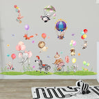 Jungle Animal Wall Stickers Forest Safari Wall Decals Kid Room Nursery Baby Bedroom Décor (Animal Balloon)