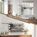 Hollywood Vanity Mirror with Lights, 23"x18" Lighted Makeup Mirror for Desk/Wall Mount with 15 Led Bulbs, 3 Lighting Modes for College Dorm, Bedroom & Dressing Room (White)