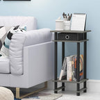 Furinno Turn-N-Tube Tall End Table, French Oak Grey/Black/Black