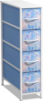 Sorbus Kids Narrow Dresser with 4 Drawers - Vertical Slim Storage Chest of Drawers with Steel Frame, Wood Top & Easy Pull Fabric Bins for Small Spaces, Closets, Bedroom, Bathroom & Laundry