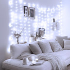 Minetom Curtain Lights, 300 LED Dimmable Fairy Lights with Remote and Timer, 8 Modes, USB Powered String Lights for Room Wall Party Xmas Indoor Decor, Winter Wonderland Christmas Decorations