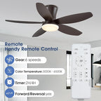 36IN Ceiling Fans with Light and Remote/APP Control, 5-Blade Reversible Motor Ceiling Fan, 3-Color Dimmable Lighting, All-Brown Finish