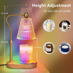 Dimmable Candle Warmer Lamp with RGB Mode & Timer, Electric Melting Lamps for Jar Candles, Wax Melt Warmers for Home Bedroom Decor (8 Colors LED Changing)