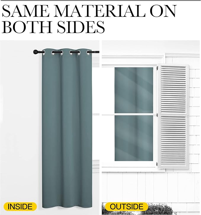 NICETOWN Temporary Portable Curtains for Sidelight Door, Insulating Privacy Soundproof Bifold Doors for Sliding Closet Doorway Entrance Hallway (1 Piece, 5ft Wide x 8ft Long, Greyish Blue)