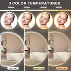 LED Bathroom Mirror with Lights, 44×31Inch Anti-Fog Backlit Vanity Mirror-Half Circle Mirrors with 3-Color, Dimmable Brightness, Shatter-Proof Decor Vanity Mirror