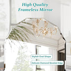 Pregaspor Single Beveled Edge Bathroom Vanity Mirror, 30" x 36" Oval Wall Mirror, Shatterproof Frameless Mirror for Over Sink, Restroom
