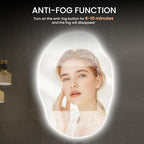 Irregular Led Bathroom Mirror with Bluetooth, 22 x 30 Inch Lighted Mirrors, Backlit Mirror with Anti-Fog, Memory Function, 3 Color Temperature, Dimmable Asymmetrical Led Mirror