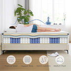 Twin Size Mattresses, 14 Inch Twin Mattress in a Box with Gel Memory Foam, Individually Pocketed Springs for Pressure Relief and Back Pain Relief-Medium Plush