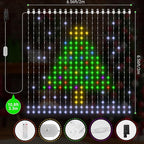 Smart Curtain Lights 400 LED, Color Changing LED Curtains Light 6.6 * 6.6 FT, DIY Fairy String Light Curtain for Bedroom Backdrop Party Indoor Outdoor Christmas Decor (APP +Remote Control)