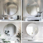 Silver Round Mirror 30 inch, Round Bathroom Mirror, Silver Circle Mirrors with Aluminum Frame, Circle Wall Mirrors for Bathroom, Living Room, Hallway, Bedroom.