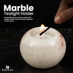 Radicaln Marble Tealight Candle Holder 4" Inch White Onyx Handmade Decorative Votive Candle Holder for Wedding Centerpieces, Elegant Set of 3 Mini Candle Holders for Living Room