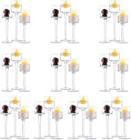 NUPTIO Tealight Candle Holders Bulk: Set of 30 Long Stemmed Candle Stands for Table Centerpiece Decor - Monet Candleholders for Floating Candles