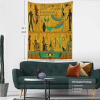 Batmerry Yellow Ancient Egyptian Tapestry, Horus Wall Art Hanging Decoration Polyester Fiber White Ruffled Around for Dorm Room Bedroom Living Room, 59.1x51.2 inches