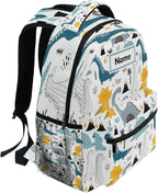 Custom Children's Name School Backpack Personalized Schoolbag Dino in Scandinavian StyleTravel Bag for Teens Girls Boys