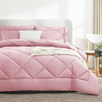CozyLux King Size Comforter Sets Pink - 7 Pieces Bed in a Bag King, Luxury Soft Bed Set for All Seasons, Bedding Set with Down Alternative Comforter, Sheets, Pillowcases & Shams