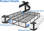 Qingzhou Box Spring for Queen Bed Bases, 9 Inch High Metal Queen Box Spring Only, Heavy Duty Mattress Foundation with Fabric Cover, Easy Assembly, Quiet Noise Free, Non Slip, Black