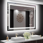 LED Mirror for Bathroom, 48"X36" with 8 RGB Backlit +3 Front Lit (Adjustable Individually), Anti-Fog, Large Lighted Bathroom Vanity Mirror for Wall,Shatterproof,Memory Function,Tempered Glass
