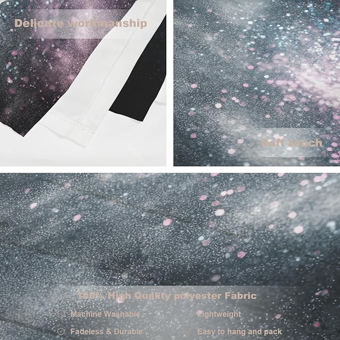 Batmerry Cosmic Dust Starry Expanse Tapestry, Nebula Like Dark Cosmos Wall Art Hanging Decoration Polyester Fiber White Ruffled Around for Dorm Room Bedroom Living Room, 39.1x59.1 inches