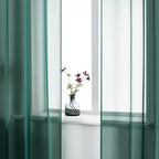 DUALIFE Hunter Green Sheer Curtains 45 Inch Length,Look Semi Sheer Curtain Drapes for Living Room Bedroom Loft Kitchen Bathroom Privacy Voile Window Treatment Panels,52 x 45 Inches,Set of 2