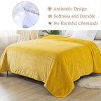 Soft Queen Size Blanket for All Season Warm Fuzzy Microplush Lightweight Thermal Fleece Summer Autumn Fall Winter Spring Blankets for Queen Full Bed Couch Sofa,90x90 Inches,Yellow