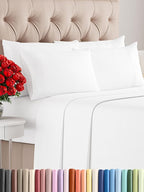 Full 6 Piece Sheet Set - Comfy Breathable & Cooling - Ultra Soft Hotel Luxury Bedding Set with 8-16 Inch Deep Pockets - 1 Flat & 1 Fitted Sheet & 4 Pillowcases - Cozy, Wrinkle Free & Easy Care - White