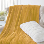 Walensee Fleece Blanket Plush Throw Fuzzy Lightweight (Twin Size 60x80 Honey Gold) Super Soft Microfiber Flannel Blankets for Couch, Bed, Sofa Ultra Luxurious Warm and Cozy for All Seasons