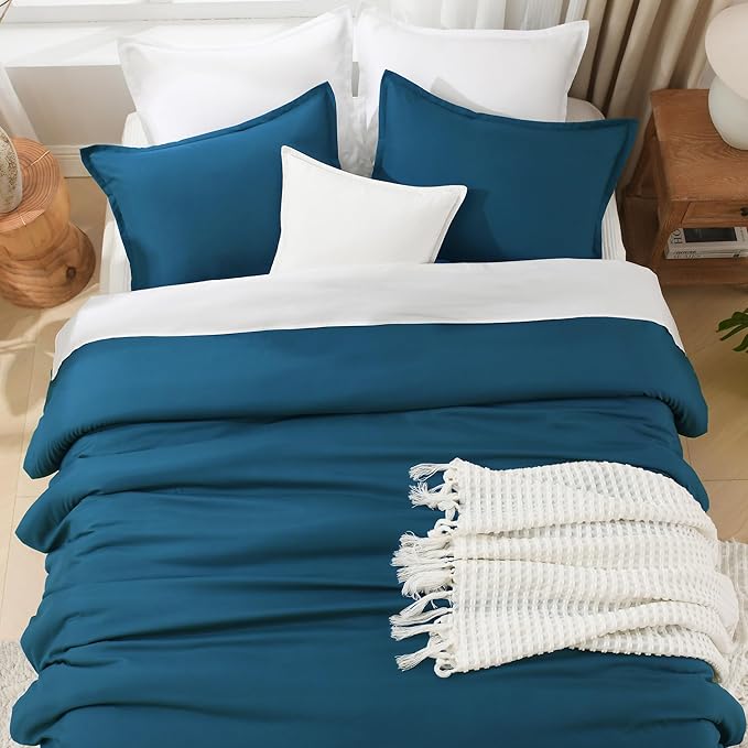 Litanika Teal Comforter King Size, 3 Pieces Turquoise Lightweight Solid Bedding Comforter Set, All Season Fluffy Bed Set (104x90In Comforter & 2 Pillowcases)
