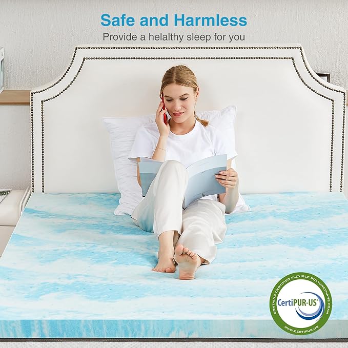 Mattress Topper, Twin Size Cooling Memory Foam Bed Toppers, 2 Inch Soft Mattress Pads for Sleeper Sofa, RV, Camper, CertiPUR-US Certified