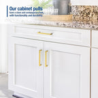 JOY DECOR 4 Pack Cabinet Handles, Gold Cabinet Pulls, 6-1/4 Inch Kitchen Closet Handles Square Drawer Pulls Stainless Steel Drawer Hardware, 160mm Hole Centers