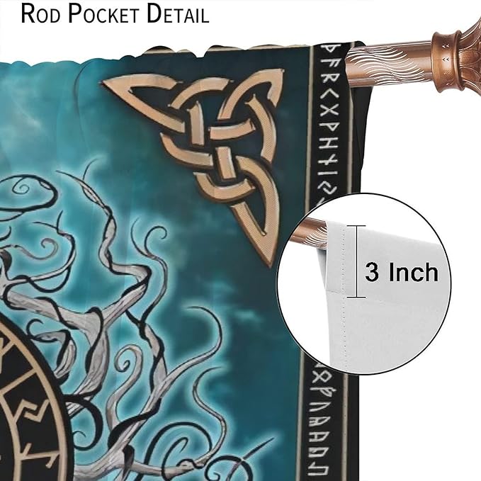 Viking Curtains Viking Totem Curtains Ancient Scandinavian Bedroom Living Room Decoration 2 Panel Groups W55 * L63 Inch