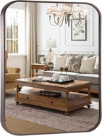 Dark Bronze Rectangle Bathroom Mirror, 30x36 Inch Brushed Titanium Metal Framed Rectangular Wall Mirror for Bathroom Vanity, Living Room, Bedroom, Farmhouse, Hangs Vertically or Horizontally