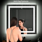 LOAAO 40"X38" LED Bathroom Mirror with Lights, Anti-Fog, Dimmable, Backlit + Front Lit, Lighted Bathroom Vanity Mirror for Wall, Memory Function, Tempered Glass, ETL Listed