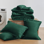 Love's cabin Queen Comforter Set Dark Green, 7 Pieces Queen Bed in a Bag, All Season Bedding Sets with 1 Comforter, 1 Flat Sheet, 1 Fitted Sheet, 2 Pillowcase and 2 Pillow Sham
