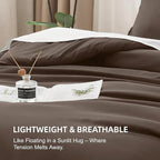 Litanika Comforters Queen Size Chocolate, 3 Pieces Lightweight Solid Bedding Set & Collections, All Season Fluffy Bed Set (90x90 Inches Comforter & 2 Pillowcases)