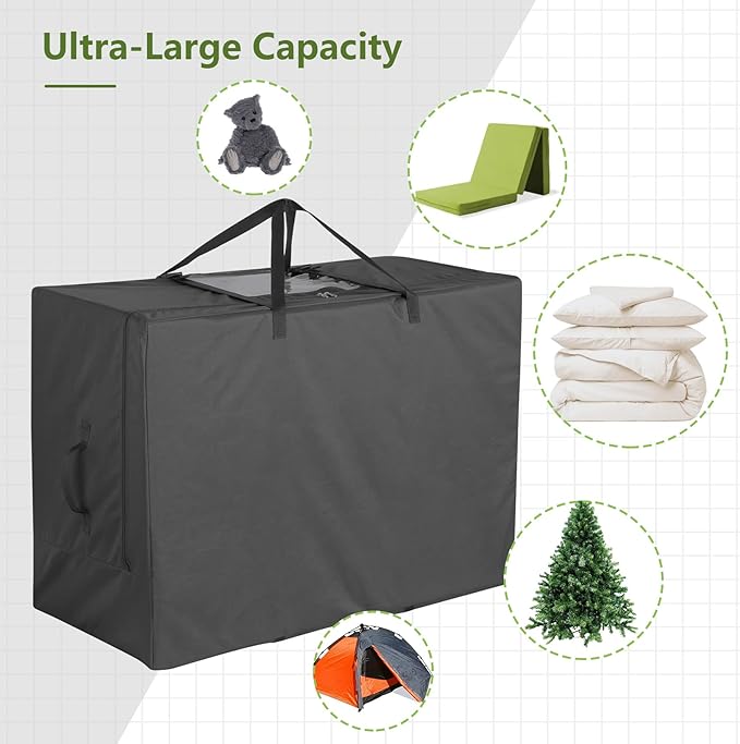 Cuddly Nest Folding Mattress Storage Bag - Heavy Duty Carry Case for Tri-Fold Guest Bed (Fits 4" Single Mattress,Black)