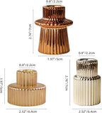 Gold Candlestick Holders 12PCS Ribbed Glass Taper Candle Holders Set for Tealight Candlestick Candles, Table Centerpieces for Thanksgiving Christmas Farmhouse Decor Indoor and Outdoor