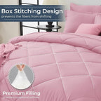 HEVUMYI Pink Full Comforter Set - 7-Piece All Season Bed in a Bag Full, Ultra Soft Bedding Set with Comforter, Flat Sheet, Fitted Sheet, Pillowcases, Pillow Shams, Pink