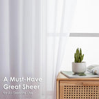 OVZME 2 Panels Sheer White Curtains 72 Inches Length Window Treatment for Kitchen, Elegant Airy Transparent Curtain Draperies Rod Pocket for Kids Living Room, Each 42 Width 72 Length