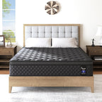 Full Mattress, 14 Inch Hybrid Mattresses Black Euro Top Medium Firm for Back & Lumbar Support, 100 Night Trial, Individual Pocket Spring Bed for Motion Isolation & Pressure Relief