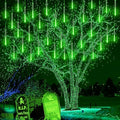 Kwaiffeo Halloween Lights Outdoor, Meteor Shower Lights for Xmas Halloween Decorations Outdoor Party St. Patrick's Day, UL Plug, Green
