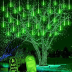 Kwaiffeo Halloween Lights Outdoor, Meteor Shower Lights for Xmas Halloween Decorations Outdoor Party St. Patrick's Day, UL Plug, Green
