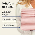Full 6 Piece Sheet Set - Comfy Breathable & Cooling - Ultra-Soft Hotel Luxury Bedding Set with 8-16 Inch Deep Pockets - 1 Flat & 1 Fitted Sheet & 4 Pillowcases - Wrinkle Free & Easy Care - Baby Pink