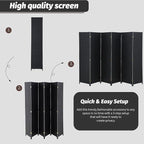 FDW Room Divider 6 Panels Wood Mesh Hand-Woven Design Indoor Folding Portable Partition Screen, Coal Black